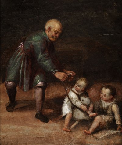 Uomo con due bambini da Unbekannt Unbekannt